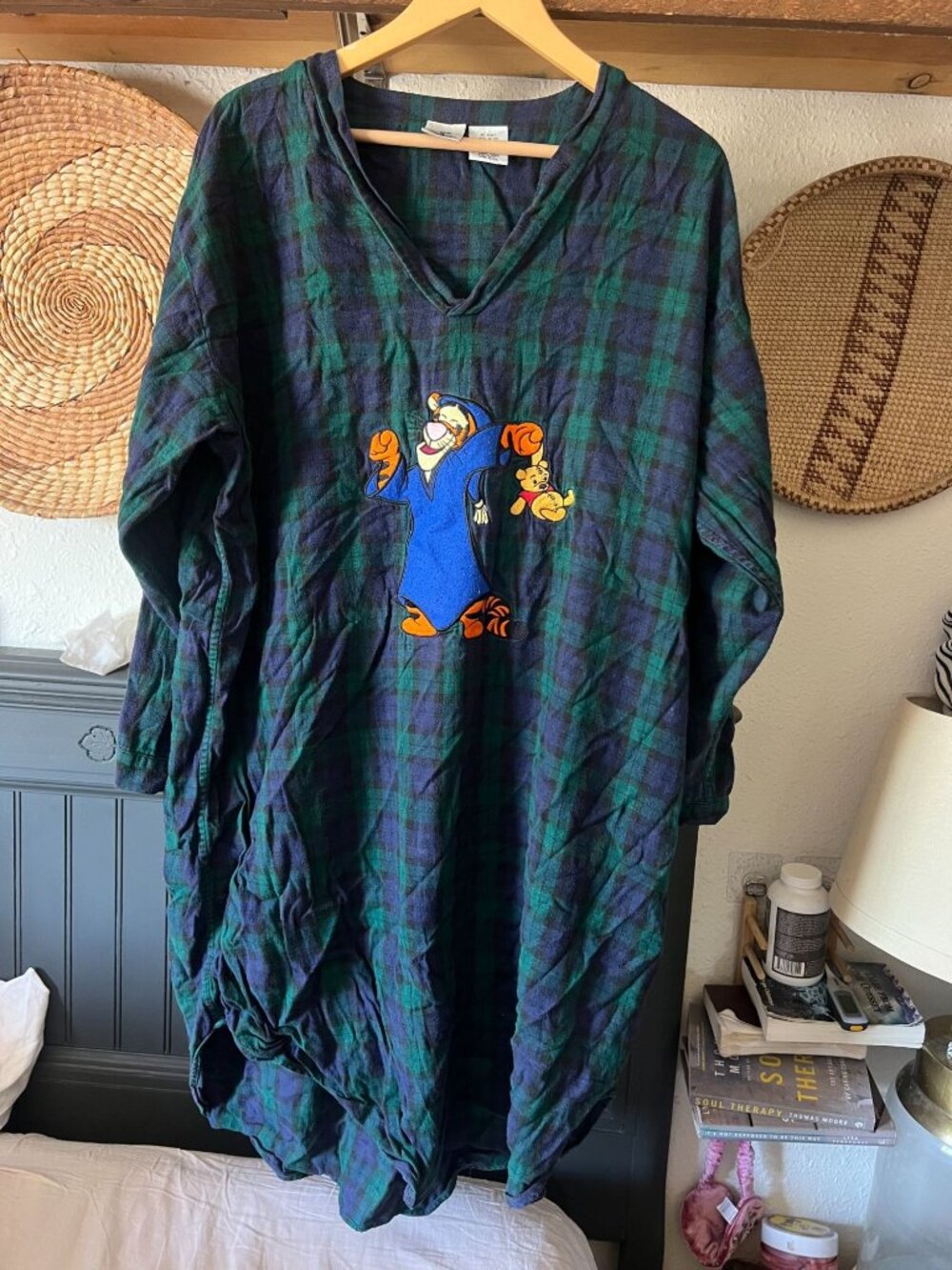 Vintage Disney Store Tigger and Pooh Flannel Nightgown- one size , winnie the po
